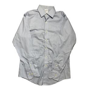 Brooks Brothers 346 Shirt Men's 15 4/5 Blue Plaid Long Sleeve Button Up Cotton